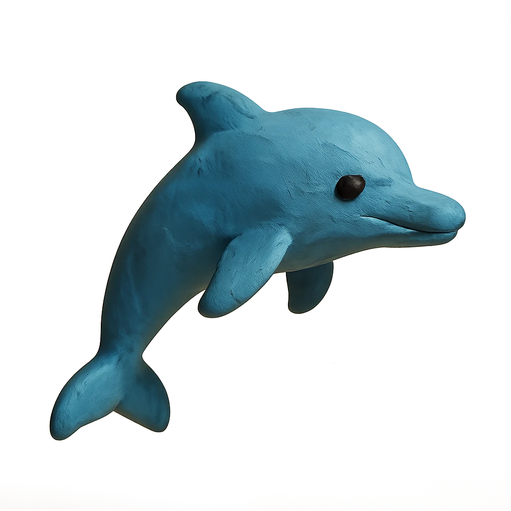 claymation style dolphin emoji