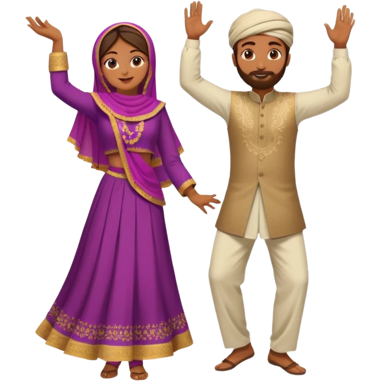 Brown pakistani dancing man and woman modest emoji
