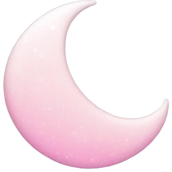 Pink crescent moon with sparkly white clouds emoji