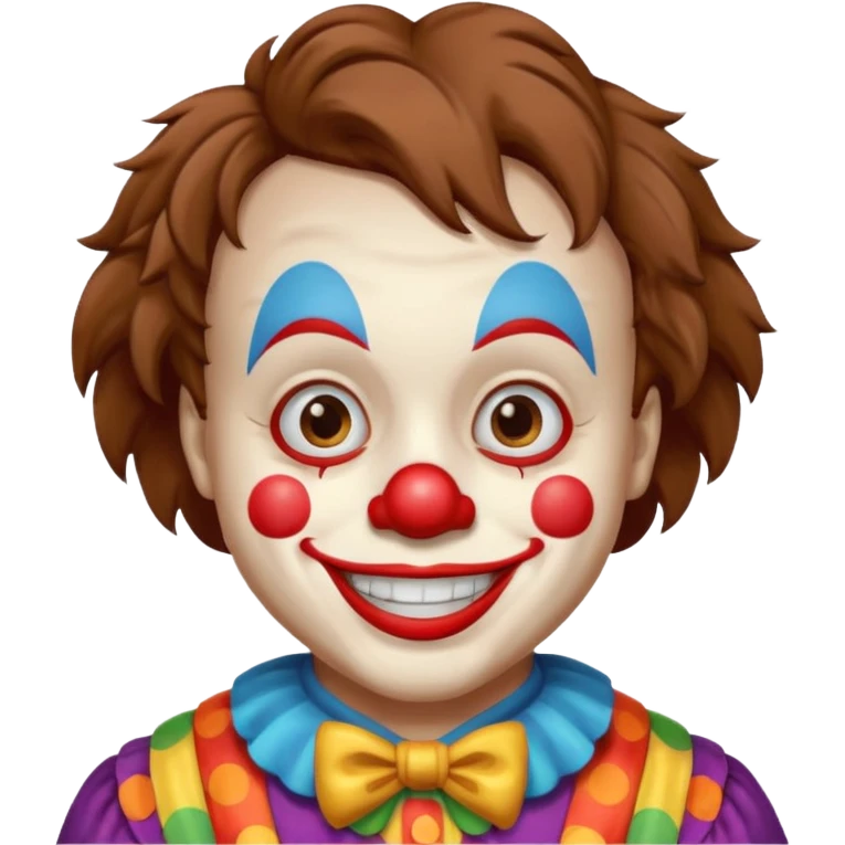 a brown hair boy in a clown costume emoji