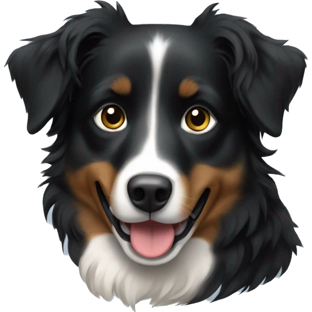 Small black australian shepherd dog building emoji