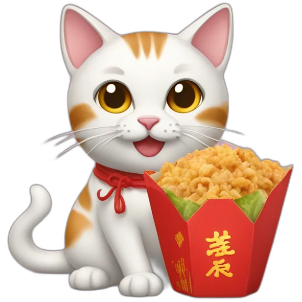 Cat eating Chinese takeout  emoji