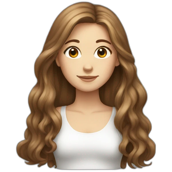 Brown long hair ,white girl  emoji