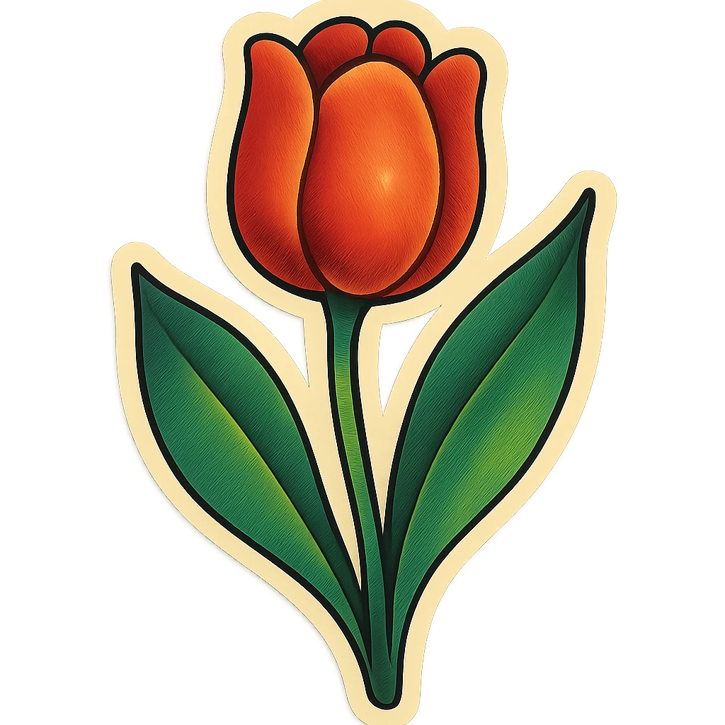 vintage tulip, retro color palette, classic illustration style emoji