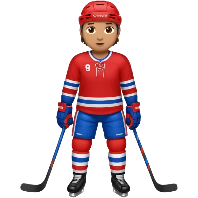 Hockey player in red and blue full body emoji