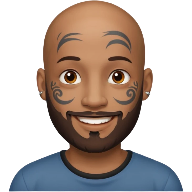 bald bearded man with face tattoo emoji