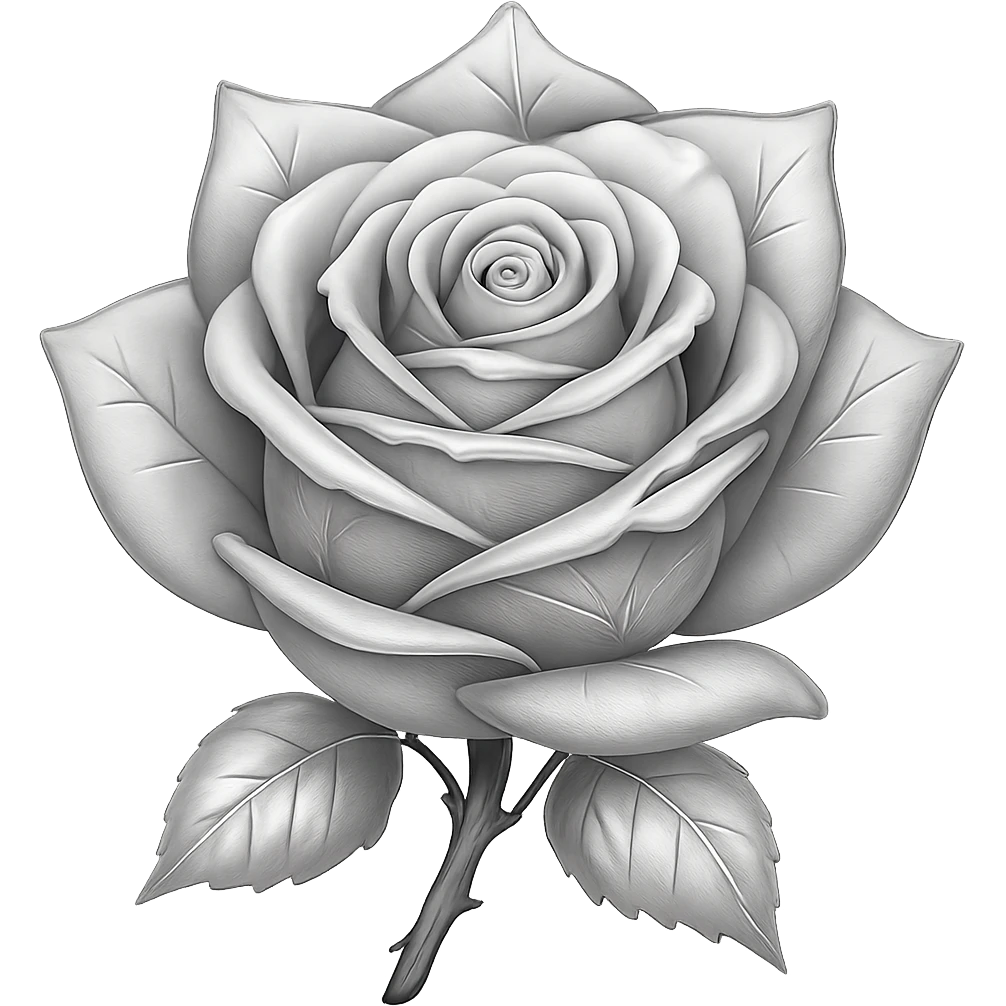 Make the ice rose look silver in the style of emoji, with no background. emoji