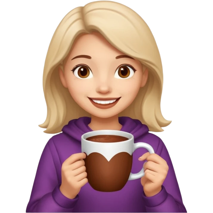 Home vibes, and girl with cacao in hands happy new year emoji