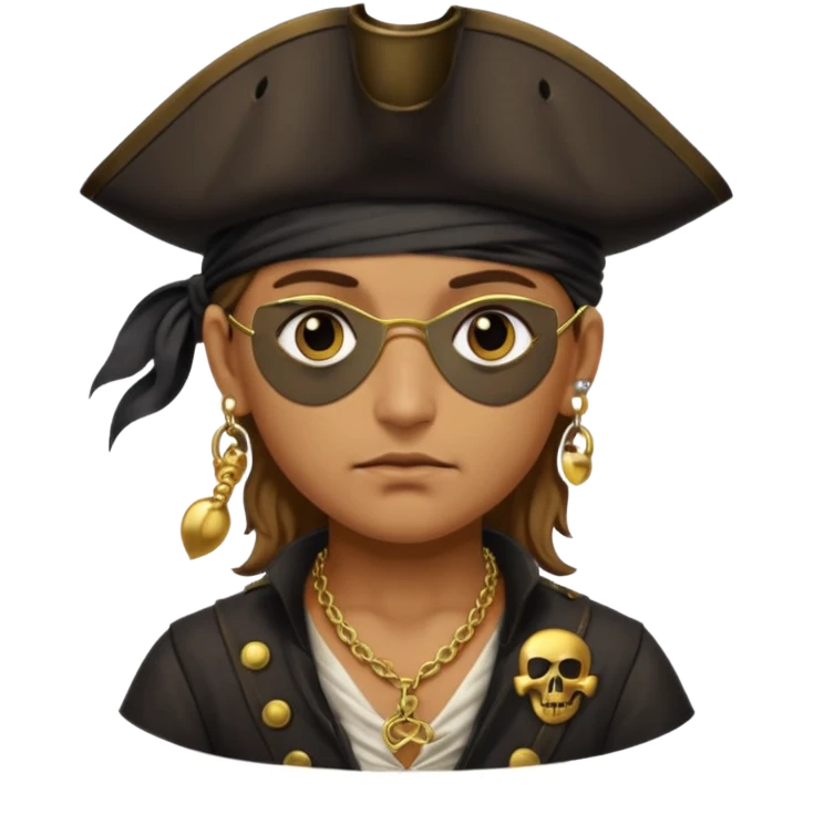 Eye patch pirate with earring, one eye covered
 emoji