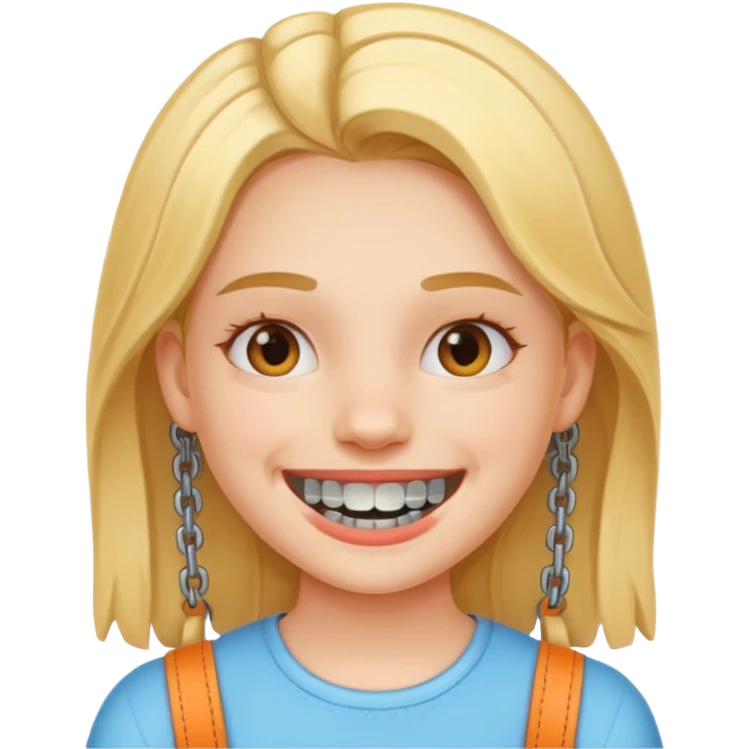 girl with metal braces on teeth emoji