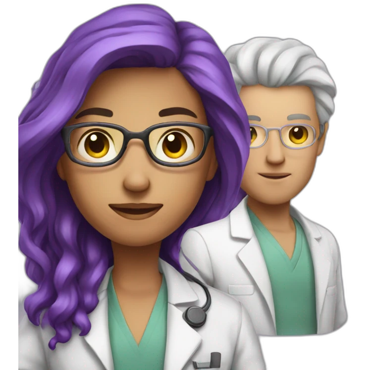 scientist women young with purple long hair with a brian in her hand emoji