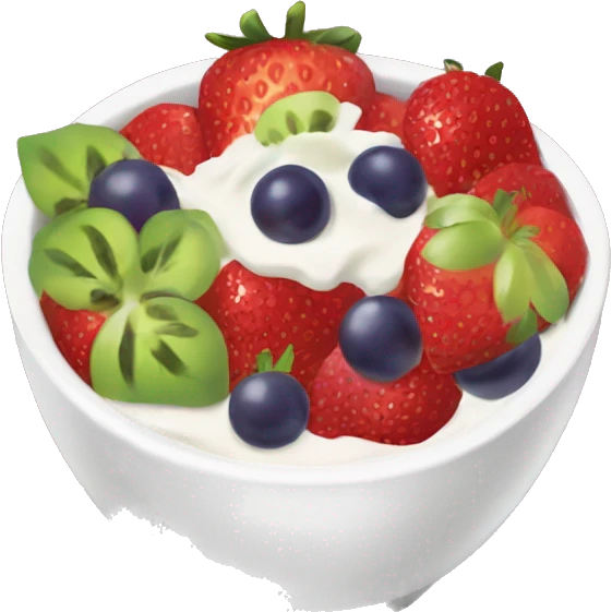 fruit yogurt bowl with strawberries and grapes emoji