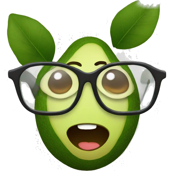 An avocado with glasses emoji