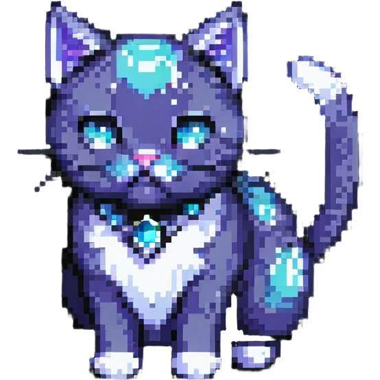 gem cat in pixel art style emoji