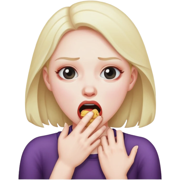 A lady choking themselves emoji