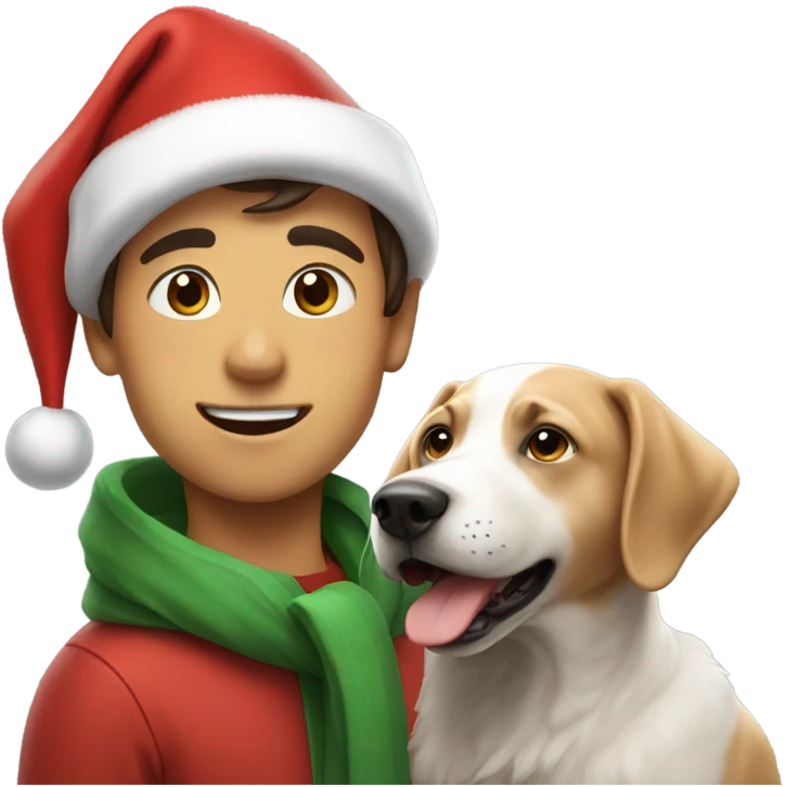boys in santa hats with dog emoji