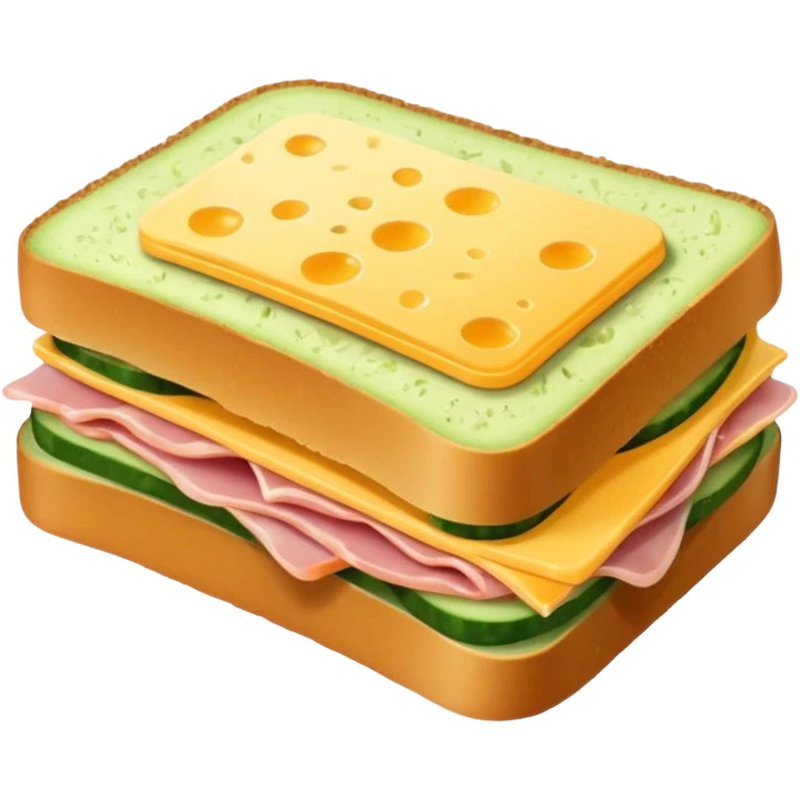 cucumber sandwich without excessive cucumber. with meat in them. bread slightly toasted. and melted cheese. make the cucumber dominant emoji