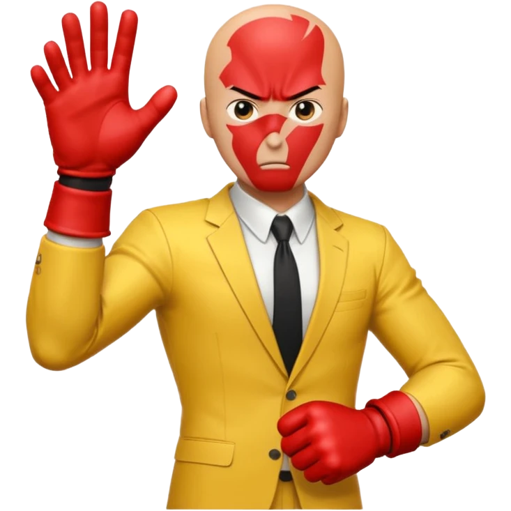 Angry Saitama with his red giant hand punching emoji