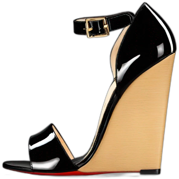 One WEDGE heel LOUBOUTIN black leather PATENT emoji