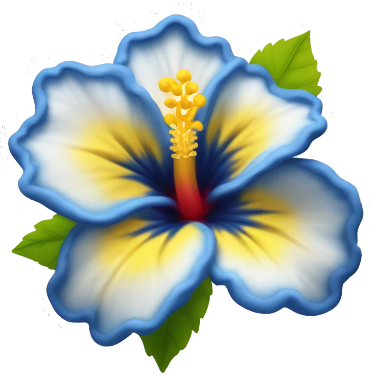 Blue with white in the middle and yellow in the inside hibiscus flower emoji