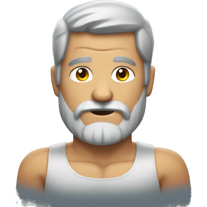 Big gray man with muscles and small beard emoji