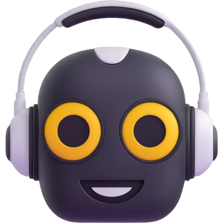 robot head AI agent emoji with headset smiling emoji