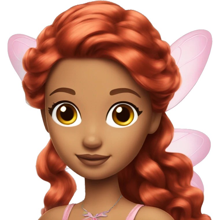 Attractive Barbie brown red hair fairy emoji