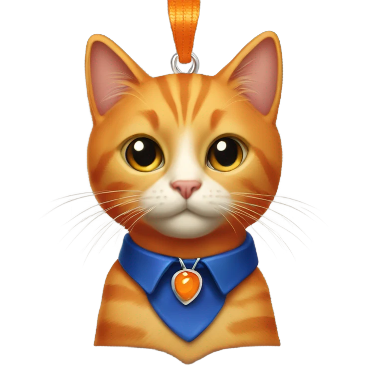  and orange cat with dark blue collar with orange pendant emoji