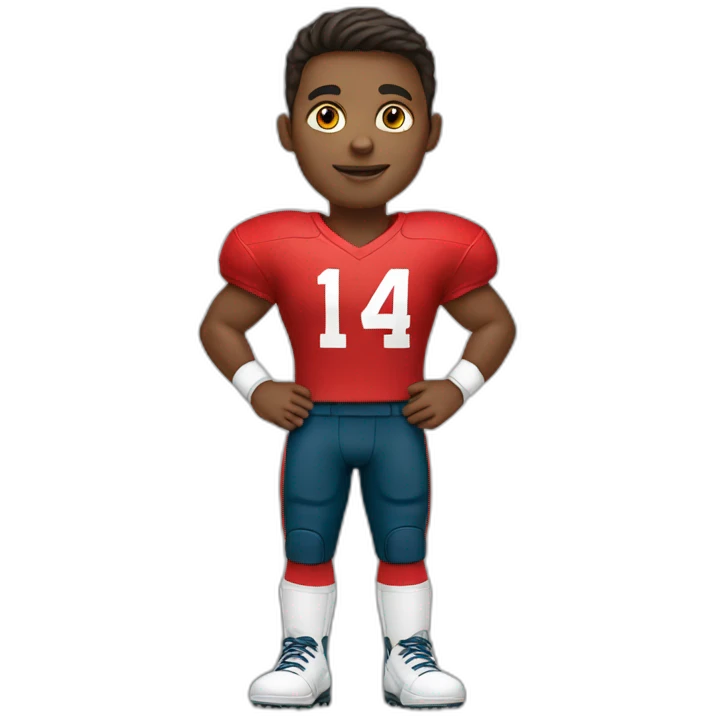 Young football player in red t-shirt emoji