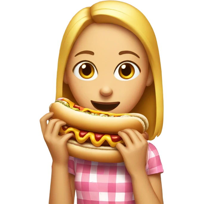 Girl eating hotdog emoji