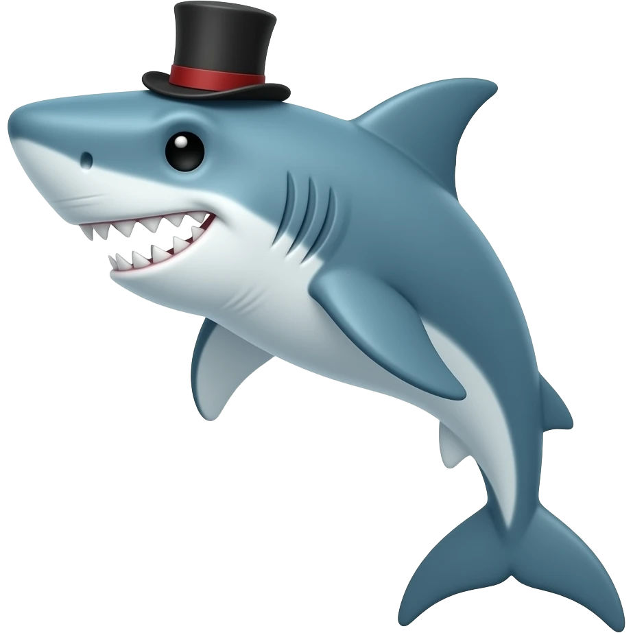Shark with a top hat emoji