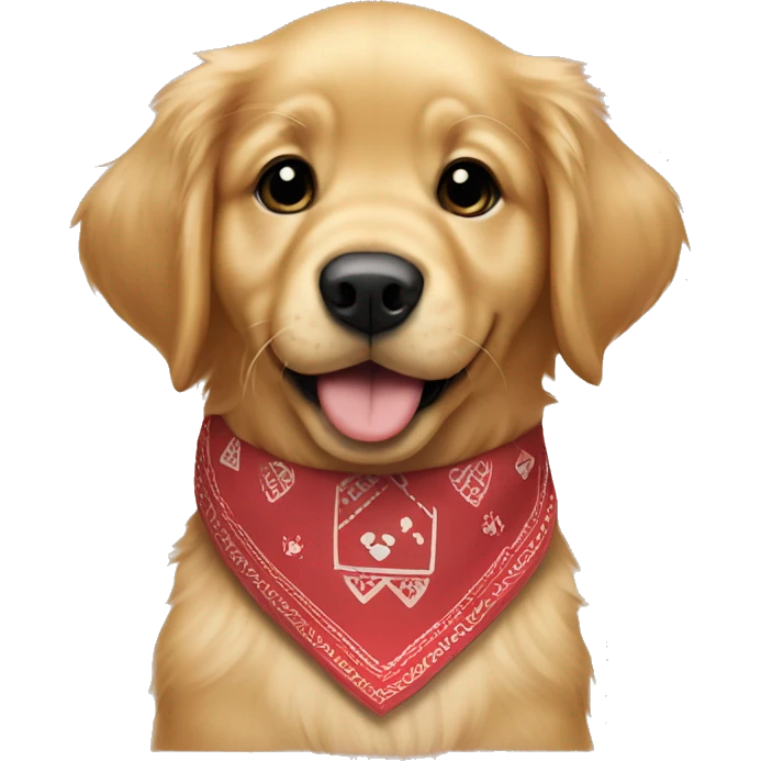 puppy golden retriever with bandana with the name pockets on it emoji