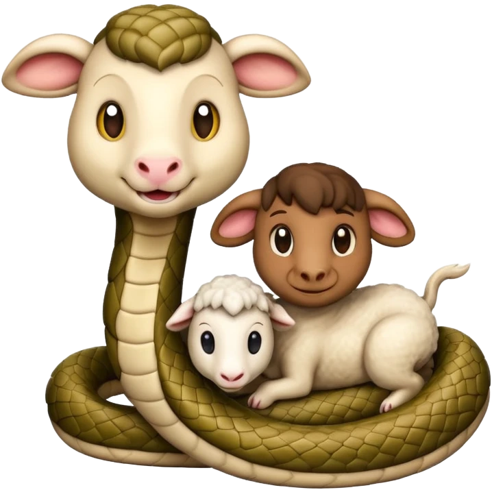 Snake with lamb buddy laughing  emoji