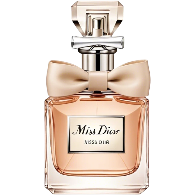 Classic miss dior eau de parfum, bow bottle, low, beige emoji
