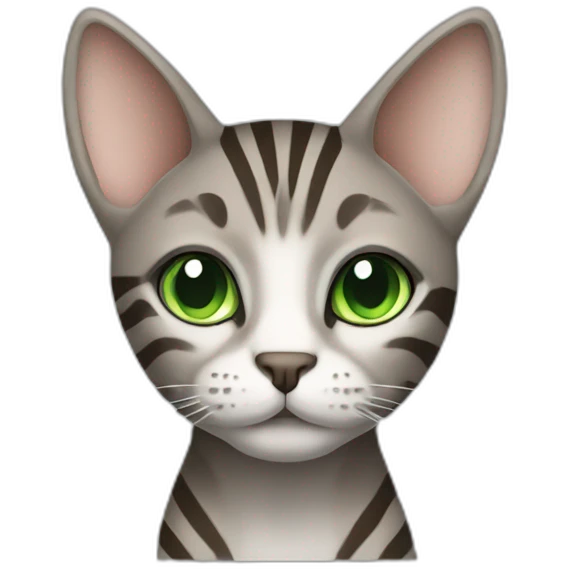 Skinny silver brown striped cat with green eyes emoji