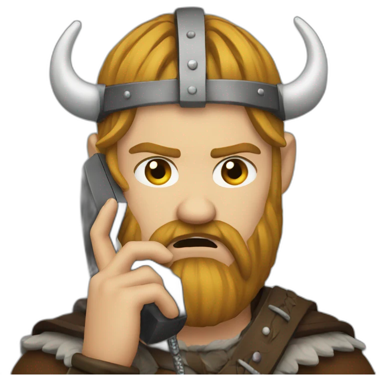 Sad Viking on phone emoji