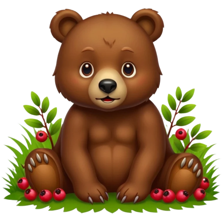 bear with berryes on grass emoji