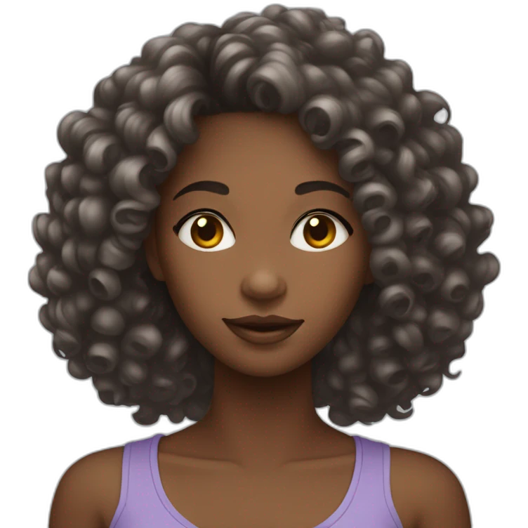 Black girl , with curly haire and very pretty and gay  emoji