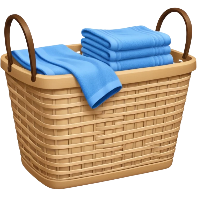 laundry basket with blue towels emoji