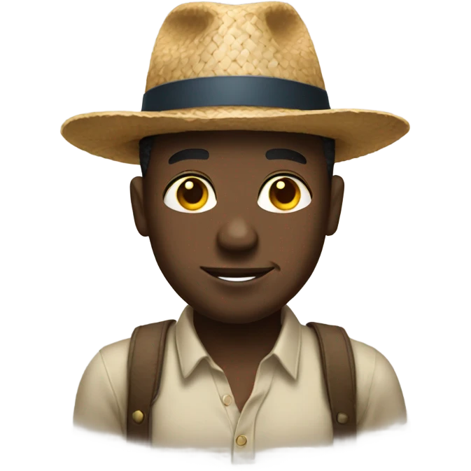 Black man with a straw hat on emoji