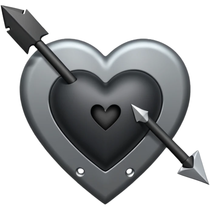 Black heart with cross arrow. Don't use red colour . Use normal Arrow which goes from one side and come out of other  emoji
