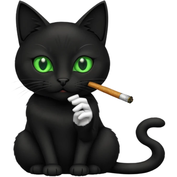 gato preto fumando emoji