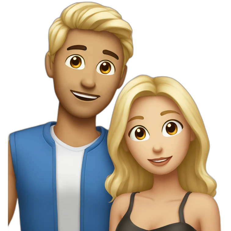 Couple avec un homme blond yeux bleus et une femme blonde yeux marrons  emoji