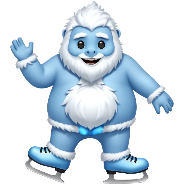fat blue fur yeti ice skating  emoji