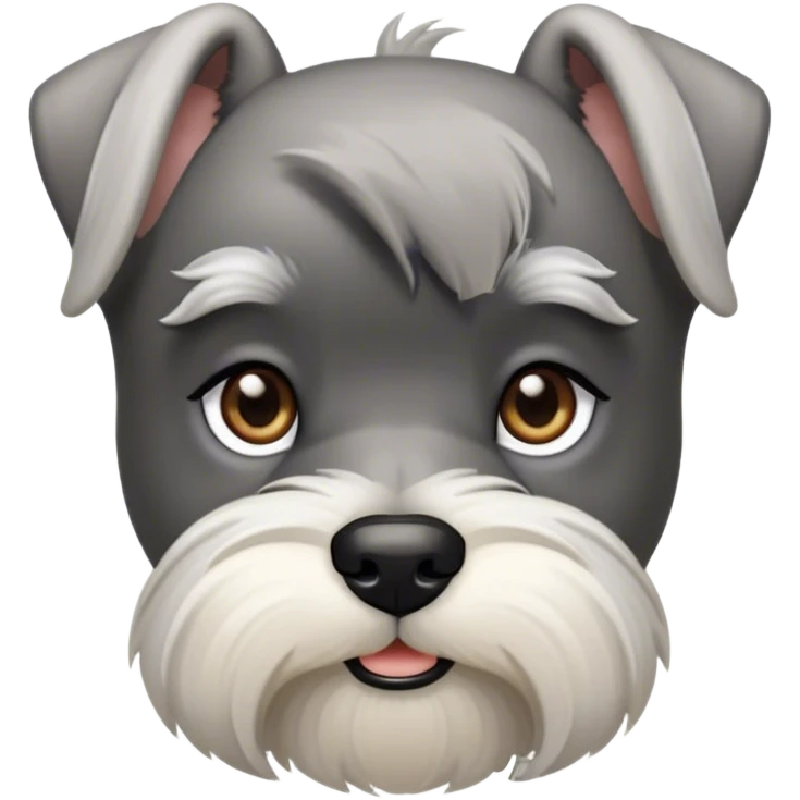 Cinematic Noble Miniature Schnauzer Portrait Emoji, Standing with a proud and stately demeanor, showcasing a sharply defined, salt-and-pepper fur with distinguished eyebrows and a confident, alert expression, simplified yet exquisitely detailed, glowing with a refined, dignified radiance, high shine, exuding intelligence and classic noble charm, soft glowing outline, capturing the essence of a noble Miniature Schnauzer that commands attention with effortless style! emoji