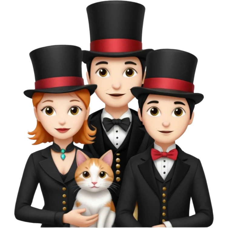 magician couple and their pet cat emoji