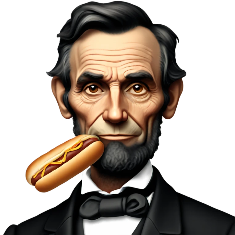 Abraham Lincoln with a hot dog for a nose  emoji
