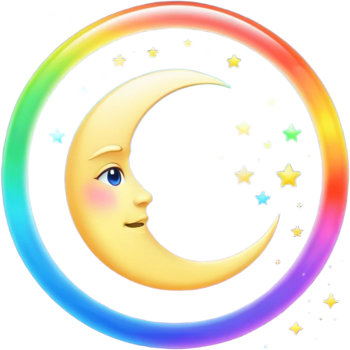 Rainbow halo moon emoji