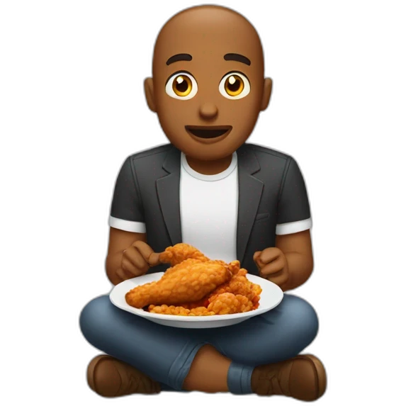 man eating fried chicken emoji