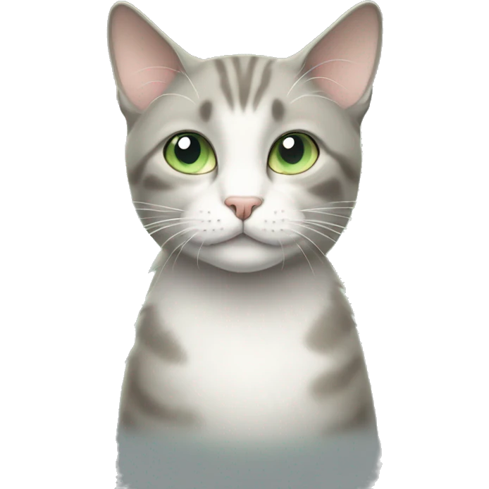 grey, beige and white cat with pale green eyes  emoji